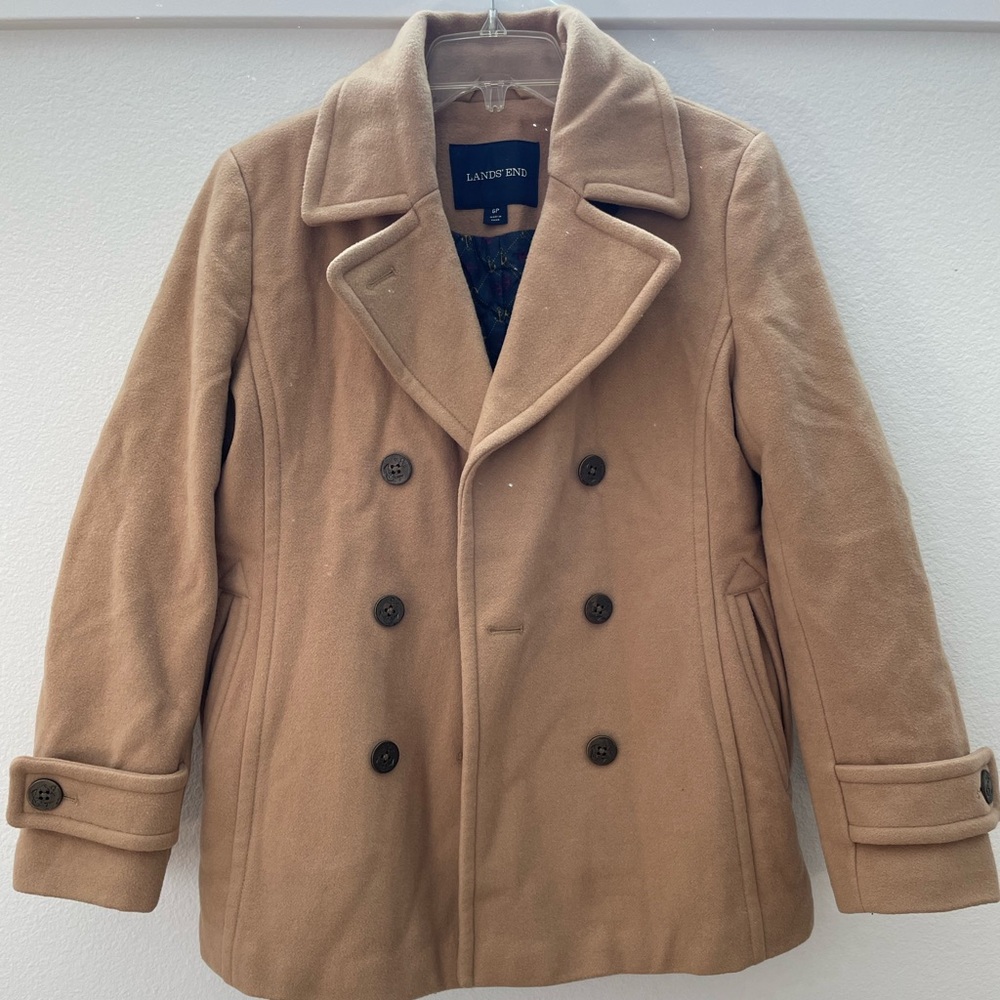Lands End Petite Luxe Wool Insulated Peacoat (6P, Camel)